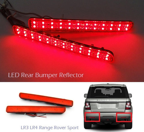 2x LED Bumper Reflector Red lens Tail Brake Light Red Discovery 3 4 LR3 LR4 Range Rover Sport