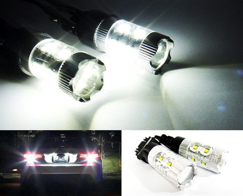 2x 3156 P27W 3157 3057 P27/7W 10X CREE XB-D LED Projector Light bulb 50W white