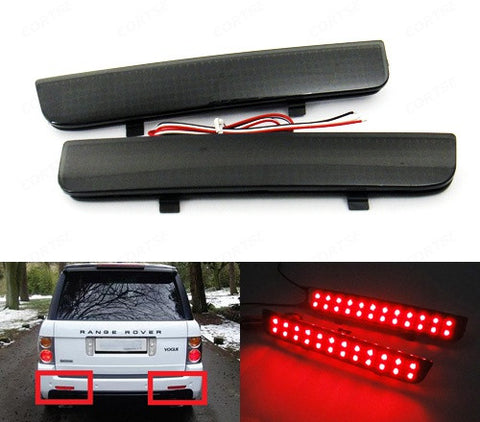 2x LED Bumper Reflector Black Smoked lens Tail Brake Light Red Land Rover L322 Range Rover LR2