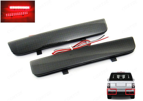 2x LED Bumper Reflector Black Smoked lens Tail Brake Light Red Land Rover L322 Range Rover LR2