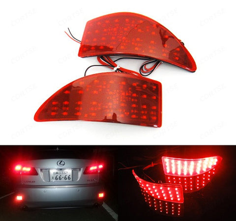 2x LED Bumper Reflector Red lens Tail Brake Light lamp Red XE20 2006-13 Lexus IS 250 350