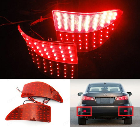2x LED Bumper Reflector Red lens Tail Brake Light lamp Red XE20 2006-13 Lexus IS 250 350