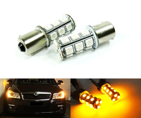 2 pieces of 18 High Power SMD LED PY21W 581 BAU15s Light bulb amber