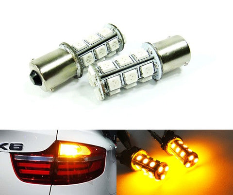 2 pieces of 18 High Power SMD LED PY21W 581 BAU15s Light bulb amber