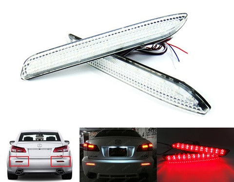 2 pieces of LED Bumper Reflector Clear lens Tail Brake Light lamp Red Alphard 08+