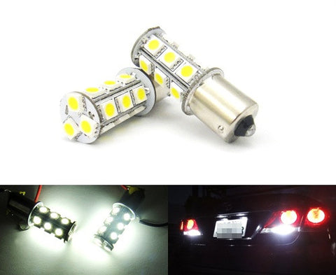 2 pieces of 18 High Power SMD LED 382 (P21W) 1156 7506 207 BA15s Light bulb white