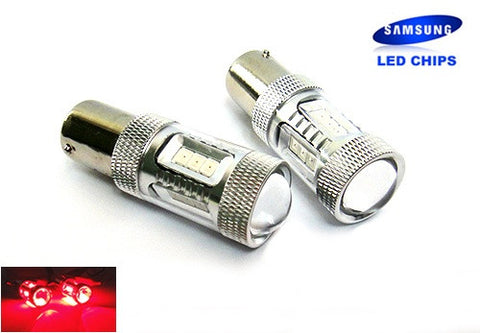 2 pieces of 15 SAMSUNG High Power 2835 SMD LED 382 1156 7506 BA15s P21W Light bulb 15W red
