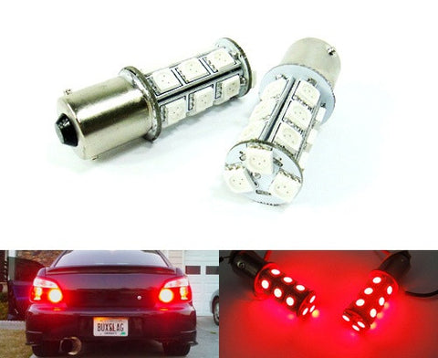 2 pieces of 18 High Power SMD LED 382 (P21W) 1156 7506 207 BA15s Light bulb red