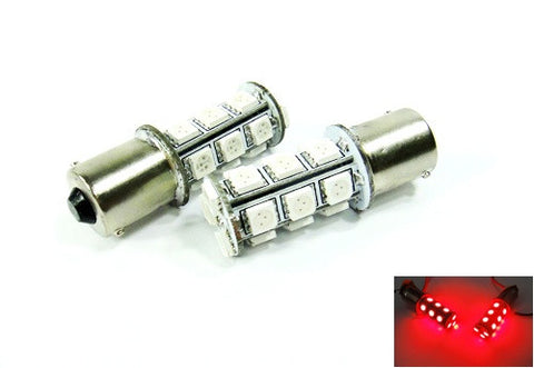 2 pieces of 18 High Power SMD LED 382 (P21W) 1156 7506 207 BA15s Light bulb red
