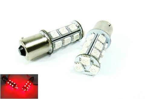 2 pieces of 18 High Power SMD LED 382 (P21W) 1156 7506 207 BA15s Light bulb red