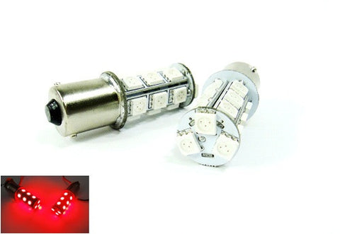 2 pieces of 18 High Power SMD LED 382 (P21W) 1156 7506 207 BA15s Light bulb red