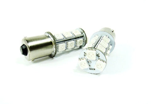 2 pieces of 18 High Power SMD LED 382 (P21W) 1156 7506 207 BA15s Light bulb red