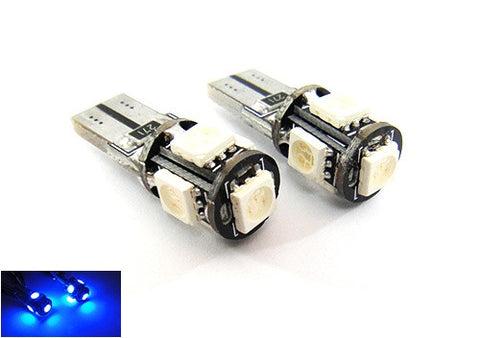 2 pieces of 5 High Power SMD LED No Error T10 168 194 2825 501 W5W wedge light bulb Blue