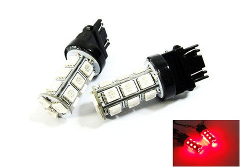 2 pieces of 18 High Power SMD LED 3156 P27W 3157 3057 P27/7W Light bulb red