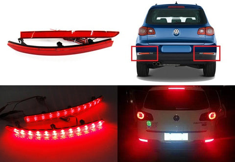 2x LED Bumper Reflector Red lens Tail Brake Light lamp Red 2008-15 Volkswagen Tiguan