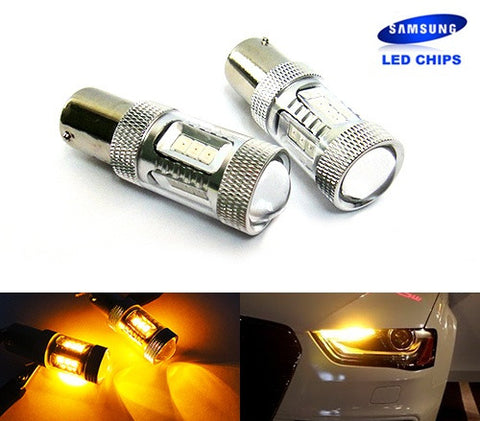 2 pieces of 15 SAMSUNG High Power 2835 SMD LED PY21W 581 BAU15s Light bulb 15W amber