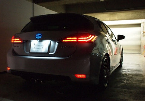 2x LED Bumper Reflector Red lens Tail Brake Light lamp Red 2011+ CT200h Corolla