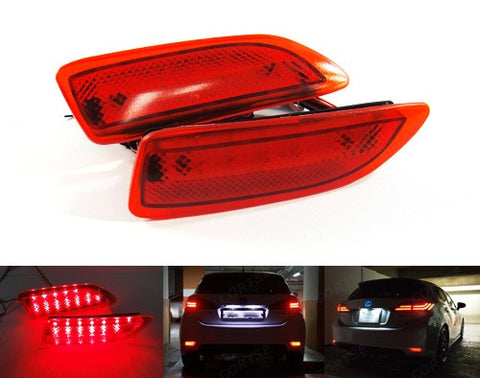 2x LED Bumper Reflector Red lens Tail Brake Light lamp Red 2011+ CT200h Corolla