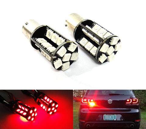 2 pieces of 30 High Power SMD LED 382 (P21W) 1156 7506 207 BA15s Light bulb red