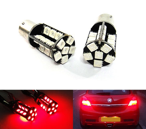 2 pieces of 30 High Power SMD LED 382 (P21W) 1156 7506 207 BA15s Light bulb red