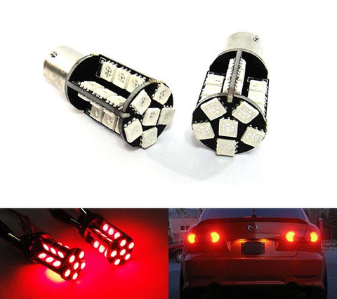2 pieces of 30 High Power SMD LED 382 (P21W) 1156 7506 207 BA15s Light bulb red