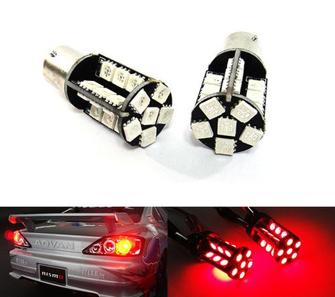 2 pieces of 30 High Power SMD LED 382 (P21W) 1156 7506 207 BA15s Light bulb red