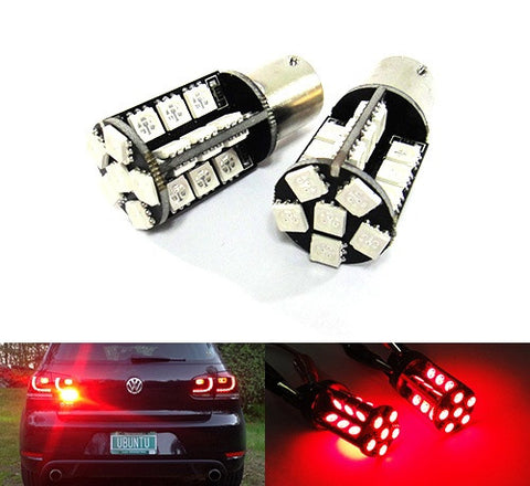 2 pieces of 30 High Power SMD LED 382 (P21W) 1156 7506 207 BA15s Light bulb red