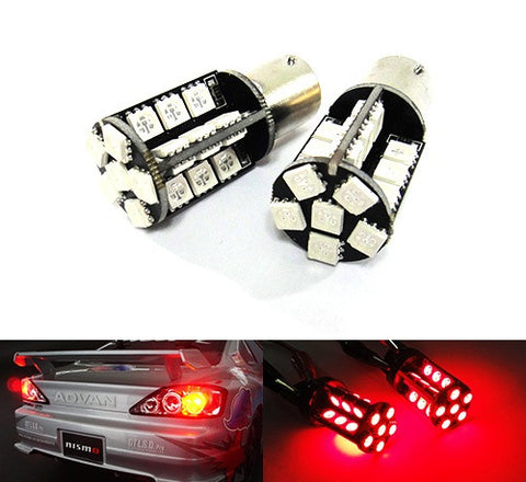 2 pieces of 30 High Power SMD LED 382 (P21W) 1156 7506 207 BA15s Light bulb red
