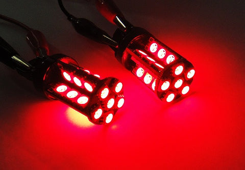 2 pieces of 30 High Power SMD LED 382 (P21W) 1156 7506 207 BA15s Light bulb red