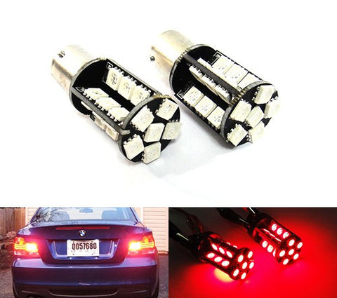 2 pieces of 30 High Power SMD LED 382 (P21W) 1156 7506 207 BA15s Light bulb red