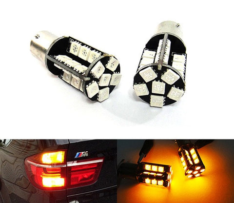 2 pieces of 30 High Power SMD LED 382 (P21W) 1156 7506 207 BA15s Light bulb amber