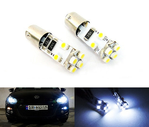 2 pieces of 8 SMD LED No Error 233 BA9s T4W Light bulb white