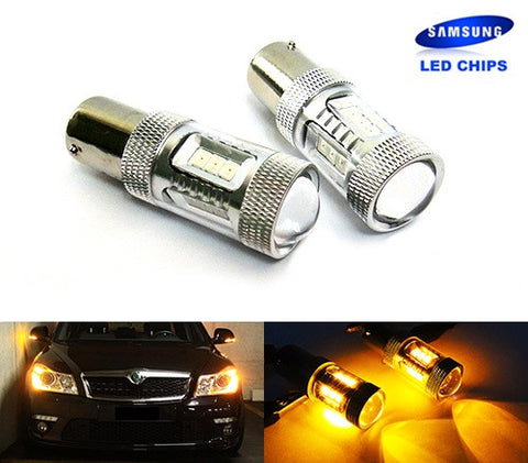 2 pieces of 15 SAMSUNG High Power 2835 SMD LED 382 1156 7506 BA15s P21W Light bulb 15W amber