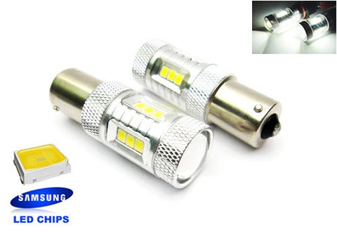 2 pieces of 15 SAMSUNG High Power 2835 SMD LED PY21W 581 BAU15s Light bulb 15W white
