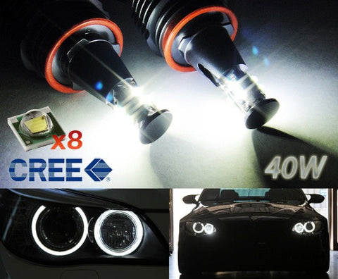 BMW Xenon white H8 40W CREE XP-E LED Angel Eyes / Halo Ring replacement Light bulb