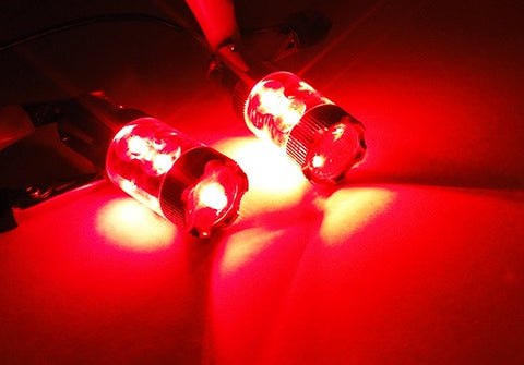 2 pieces of 566 BAZ15d 7225 P21/4W 10x CREE XB-D LED Projector Light bulb 50W red