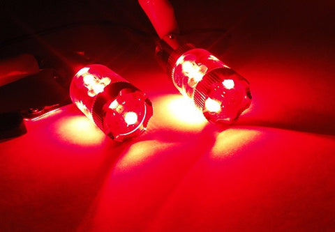 2 pieces of 566 BAZ15d 7225 P21/4W 10x CREE XB-D LED Projector Light bulb 50W red