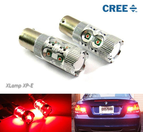 2 pieces of 566 BAZ15d 7225 P21/4W 10x CREE XB-D LED Projector Light bulb 50W red