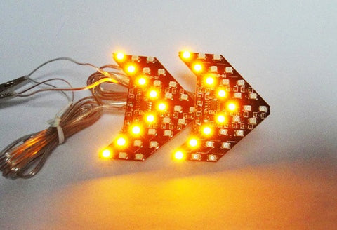 2 pieces of 27 SMD LED Side Mirror Sequential Turn Signal Arrow Panel Light Amber