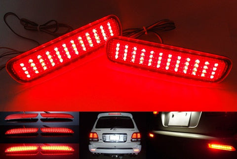 2x LED Bumper Reflector Red lens Tail Brake Light lamp Red 98-07 LX470 Land Cruiser