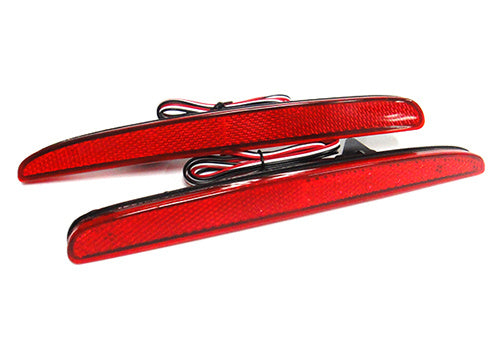 2x LED Bumper Reflector Assembly Red lens Tail Brake Light Red 2016+ Honda Civic X HB FK