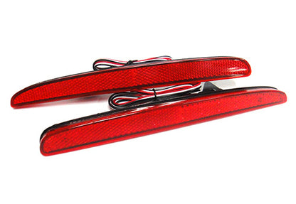 2x LED Bumper Reflector Assembly Red lens Tail Brake Light Red 2016+ Honda Civic X HB FK