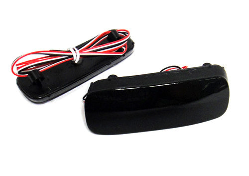 2x LED Bumper Reflector Assembly Black Smoked lens Tail Brake Light Red Citroen C1 Dispatch Peugeot 107 Expert Scudo