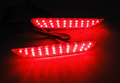 2x LED Bumper Reflector Assembly Black Smoked lens Tail Brake Light Red 2014+ Nissan Qashqai Pathfinder Q30 Q50