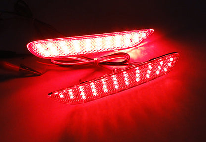 2x LED Bumper Reflector Assembly Black Smoked lens Tail Brake Light Red 2014+ Nissan Qashqai Pathfinder Q30 Q50