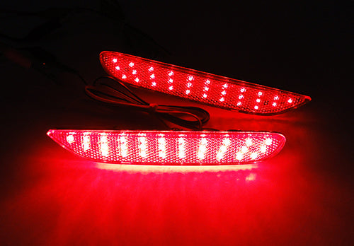 2x LED Bumper Reflector Assembly Black Smoked lens Tail Brake Light Red 2014+ Nissan Qashqai Pathfinder Q30 Q50