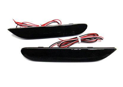 2x LED Bumper Reflector Assembly Black Smoked lens Tail Brake Light Red 2014+ Nissan Qashqai Pathfinder Q30 Q50