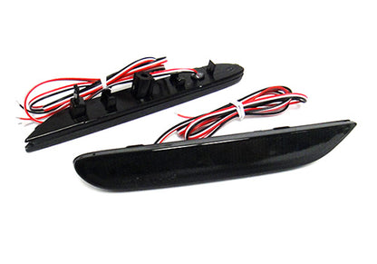 2x LED Bumper Reflector Assembly Black Smoked lens Tail Brake Light Red 2014+ Nissan Qashqai Pathfinder Q30 Q50