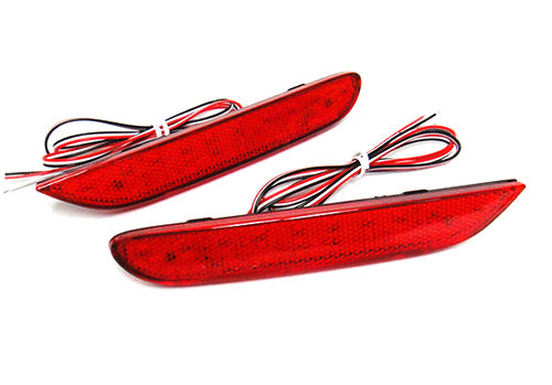 2x LED Bumper Reflector Assembly Red lens Tail Brake Light Red 2014+ Nissan Qashqai Pathfinder Infiniti Q30 Q50