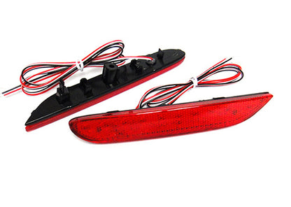 2x LED Bumper Reflector Assembly Red lens Tail Brake Light Red 2014+ Nissan Qashqai Pathfinder Infiniti Q30 Q50